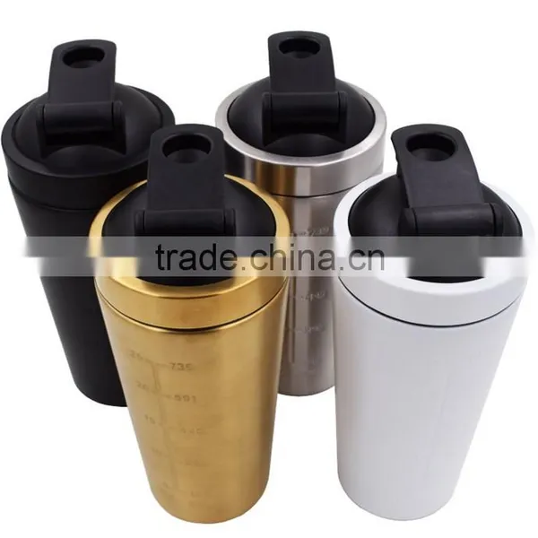 700ml 24 Ounce #304 18/8 Stainless Steel BPA Free Water Bottle Whey Protein Mug, With Built-In Mixing Lid Built in Agitator photo-2