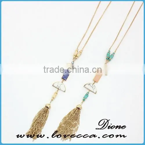Girls Fashion New Long Natrual Crystal Gemstone Necklace photo-5