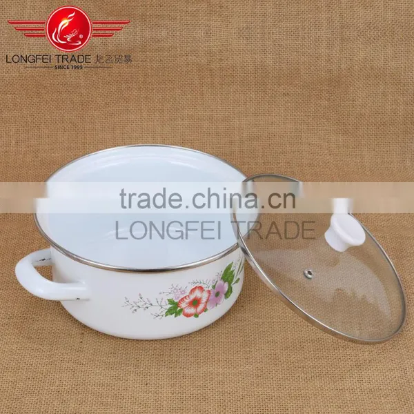 020856 New Design Hot Sale 3pcs Enamel Cookware Set With Glass Lid photo-4