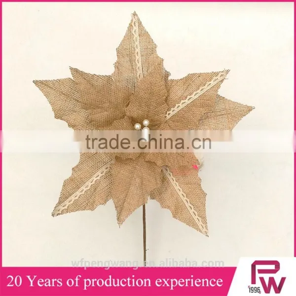 Cheap Price Linen Poinsettia Christmas Decorations photo-3