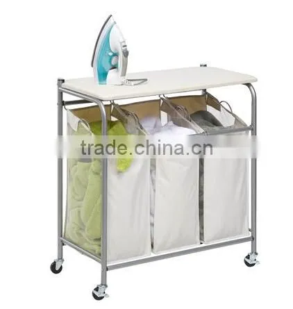 Wheeled Style and Hotel Usage Laundry Trolley Laundry Hamper With Ironing Board photo-2