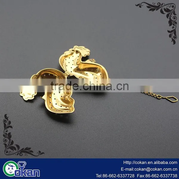 CK-TI0137 Fda and Lfgb High Quality Cock Shape Gold Plated Tea Infuser/Stainless Steel Tea Infuser /tea Strainer photo-2