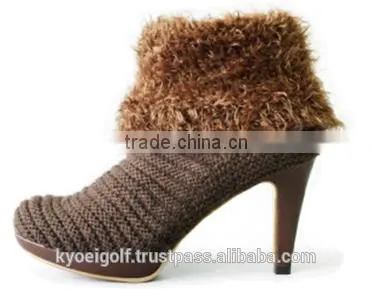 Knit Boots Silk Mohair Short Boots photo-5