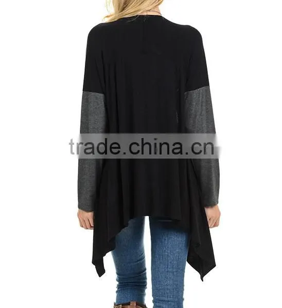 Stylish Girls Ladies Women Fashion 95% Rayon 5% Spandex Black Open Cardigan With Long Sleeve Cardigan Sweaters Wholesale photo-4