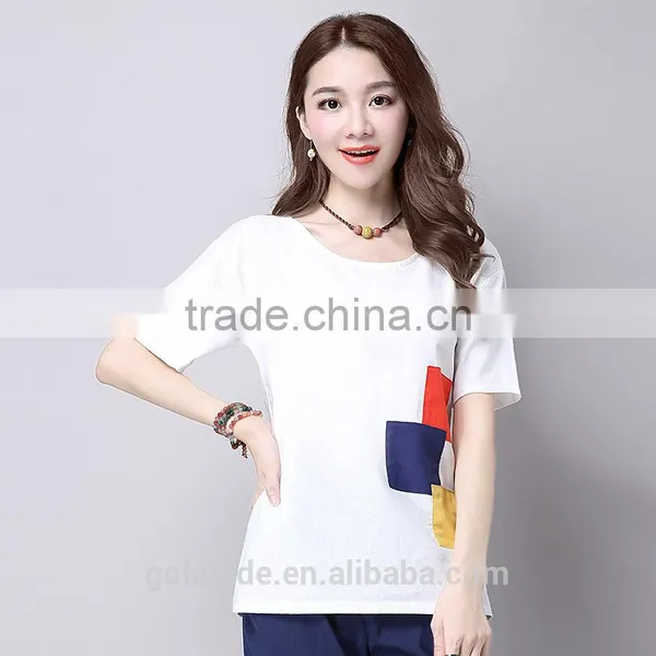 China Factory Wholesale Custom Logo Cotton Women's T-shirt Embroidery Shirt photo-3