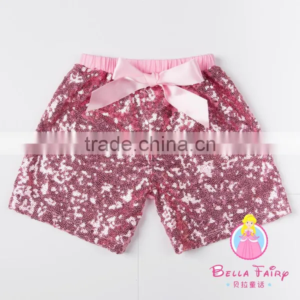 2016 New Colors Boutique Wholesale Little Baby Girls Shiny Sequin Tight Shorts Casual Clothes Short Bow Girls Leggings Pants photo-4