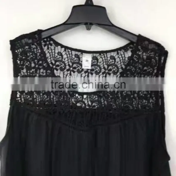 Yiwu Stock Apparel Women Cheap Price Black Lace T-shirt photo-3