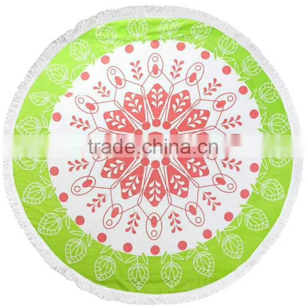 High Quality Promotional Custom 100% Cotton Round Printed Tassel Beach Towel photo-2