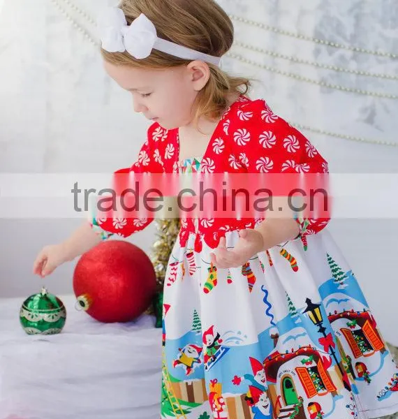 2017 New Born Baby Girls First Christmas Party Dress Kids Elf Holiday Party Dress photo-3
