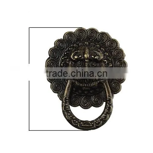 Antique Bronze Round Lion Face Pattern Carved Jewelry Wooden Box Pull Handle Dresser Drawer For Cabinet Door 23mm photo-3