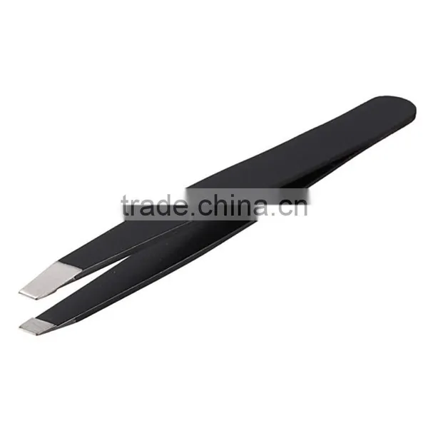 2016 High Quality Lowest Price Black High Quality Stainless Steel Slanted Tip Eyebrow Tweezer Hair Removal Makeup Clip Tool photo-3