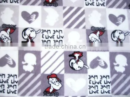 2013 Hot Sale Cartoon Pattern ,double-side ,surper Soft ,printed Flannel Velvet Fabric