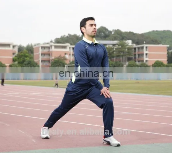 Healy Sportswear Training Sets Soccer Football Navy Blue Tracksuit Slim Men photo-4