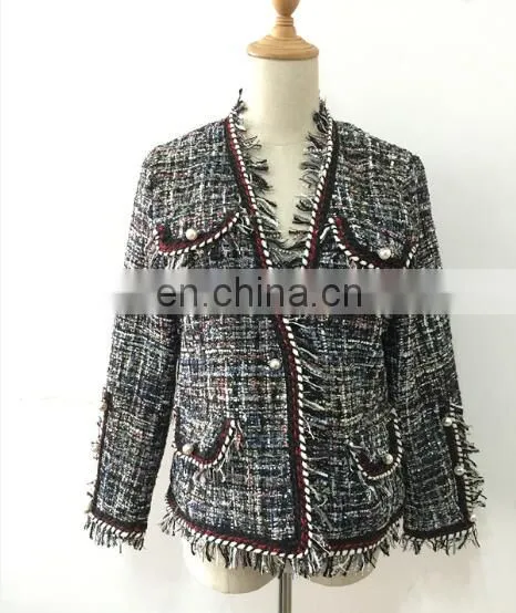 Ladies' Spring Long Sleeves Box Suits Blazer Tweed Blazer