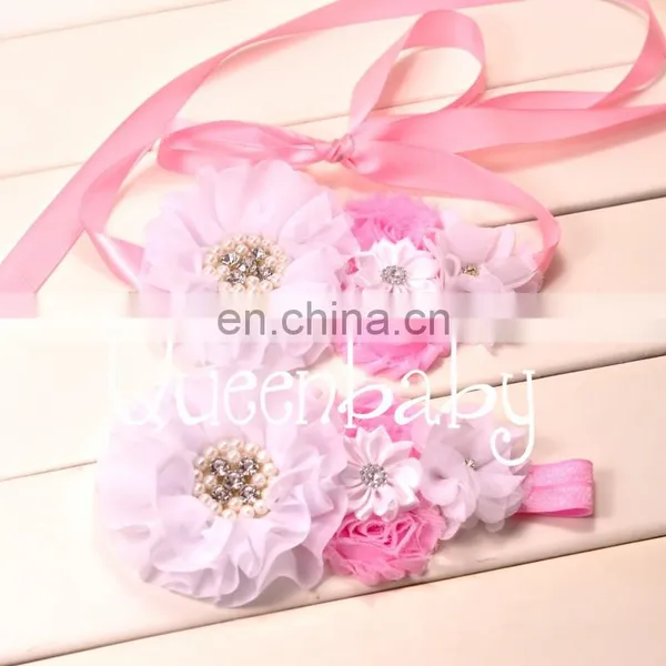 2pcs Set Baby Girl Sash and Matching Headband Photography Props photo-2