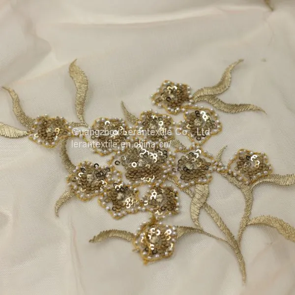 2017 Hot Sellng Polyester Beaded and Sequin Embroidered Lace Fabric for Women's Garments photo-3