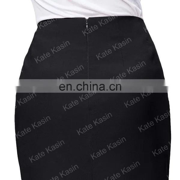 Kate Kasin High Stretchy High Waist Shirred Waist Detail Hips-Wrapped Pencil Skirt KK000278-1 photo-4