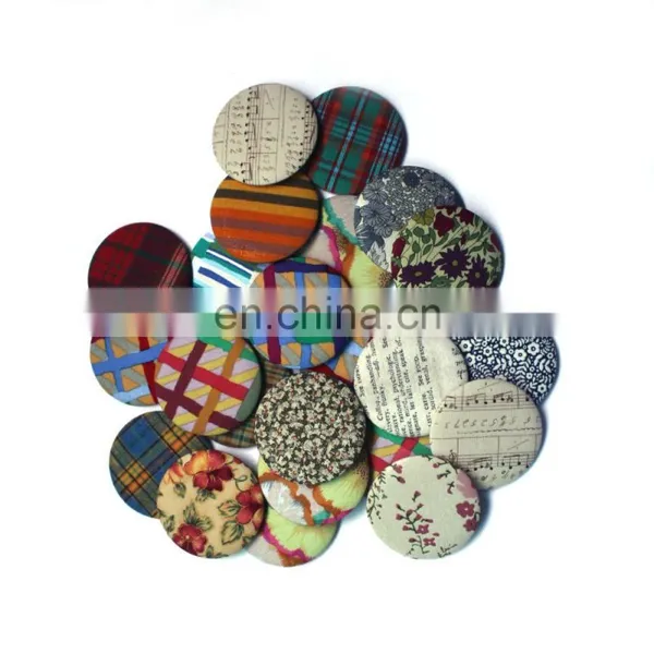 Chic Floral&checks Fabric Covered Round Plain Mirror photo-2
