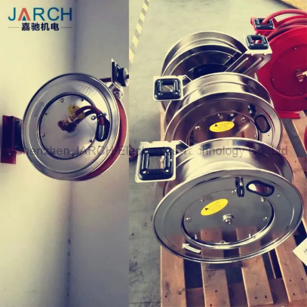 LC607 OLS Spring Retractable 304 Stainless Steel Hose Reel Water Air Cable Reels With 5 Million Life Time Rotary Joint photo-2