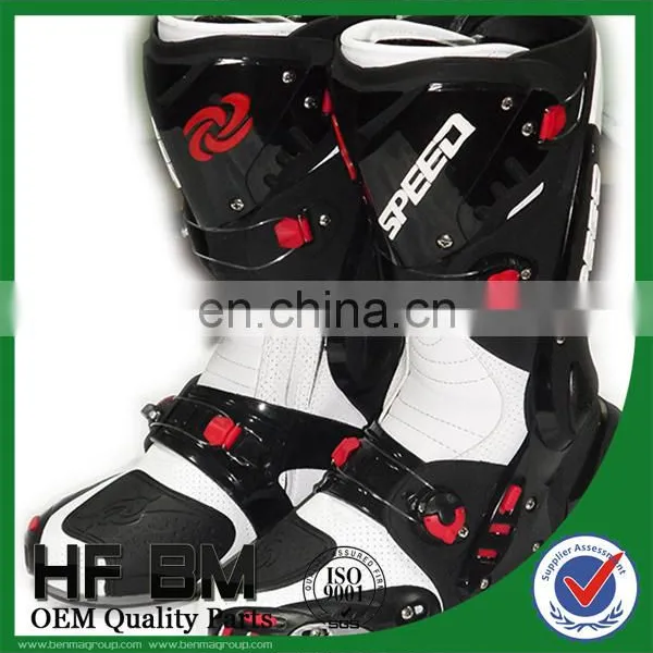 Good Price for Wholesale ! Mens Leather Motorcycle Racing Boots (Black,white,red) photo-2