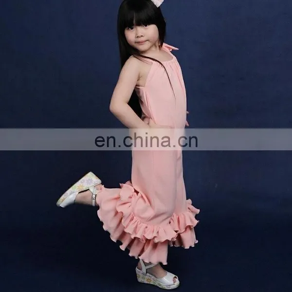 2019 New Wide Leg Korean Fashion Pink Ruffle Pants Jumpsuits for Girls photo-2