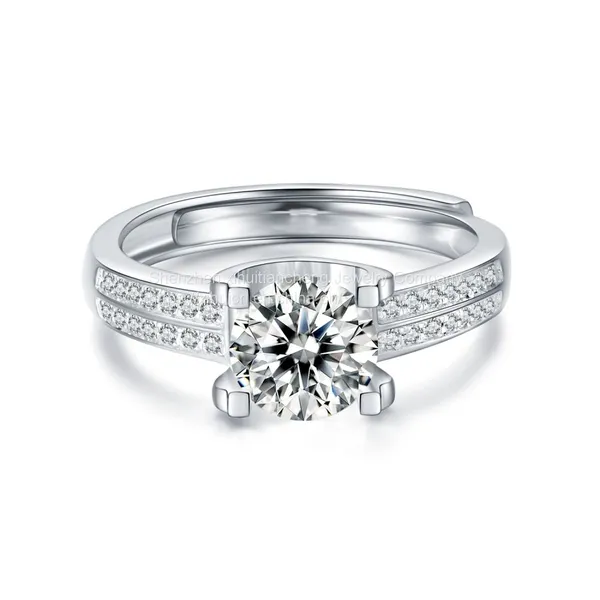 2021 Fashion Jewelry Competitive Price Clearity White D Color Moissanite 925 Sterling Silver Resign Rings For Engagement Party photo-2