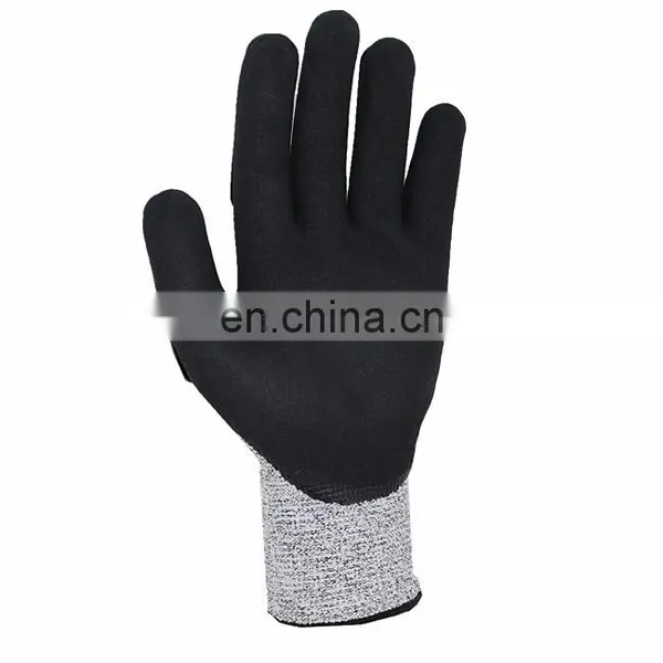 HPPE Sandy Nitrile Coated Oilfield Anti Slip Cut Resistant TPR Impact Protective Mechanic Work Safety Gloves photo-4