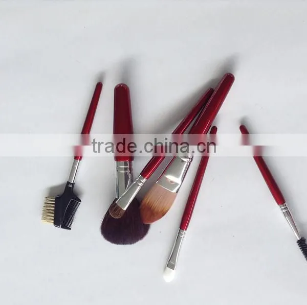 Red Handle 6pcs Goat Hair Makeup Brush Kits for Beauty photo-3