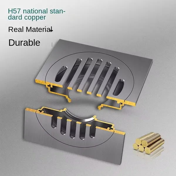 Modern 4 Inch Square Full Brass Main Body Floor Drain Factory Price Insect Proof Backflow Proof for Kitchen Bathroom Shower photo-2