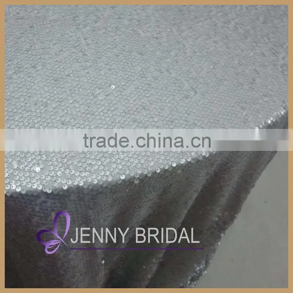 SQN#57 Factory Outlet Wholesale Cyber Silver Sequin Tablecloth Wedding photo-2
