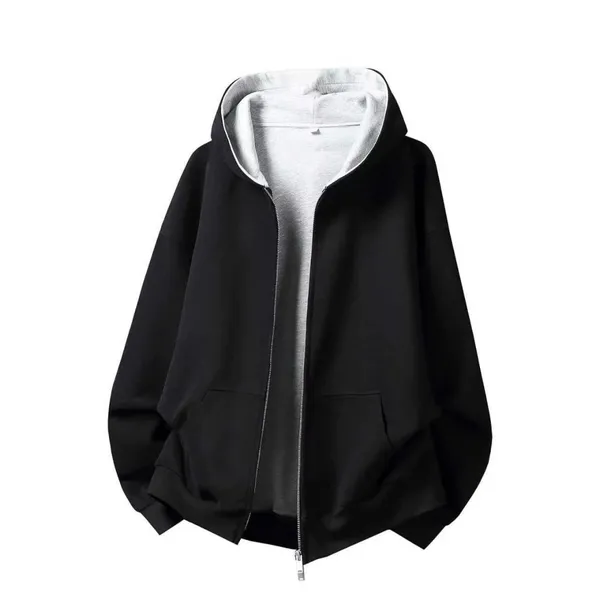 Men’s Full-Zip Color Contrast Hooded Jacket photo-2