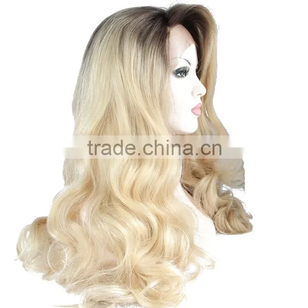 Hot Selling 1b 613# Long Style Synthetic Wig Body Wave Lace Front Wig photo-2