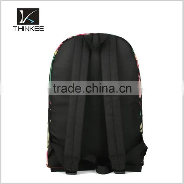 2016 New Fashion Trendy Teenagers Canvas Backpack Floral School Backpack photo-2