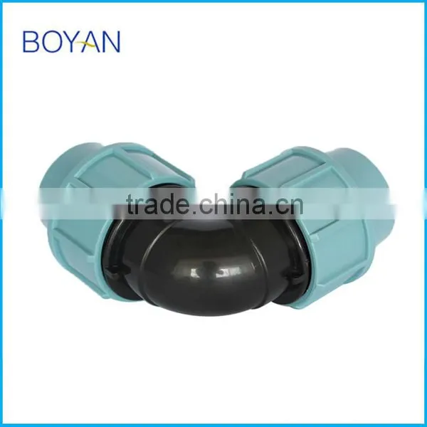 China Wholesale BOYAN Zhejiang 20-110mm Light Blue for Irrigation 90 Degree Elbow Band pp Commpression Quick Pipe Fitting photo-3