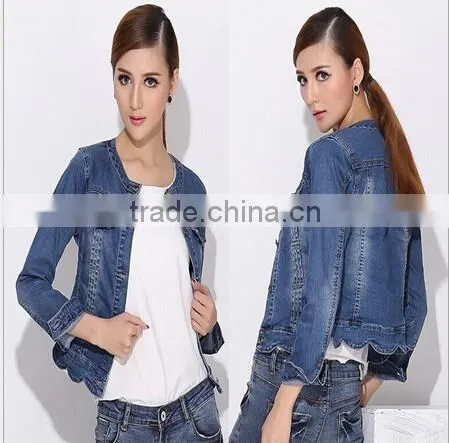 Scalloped Lady Denim Jacket Short Pakistan Xxx Jean Jacket Wholesale Quality Choice photo-3