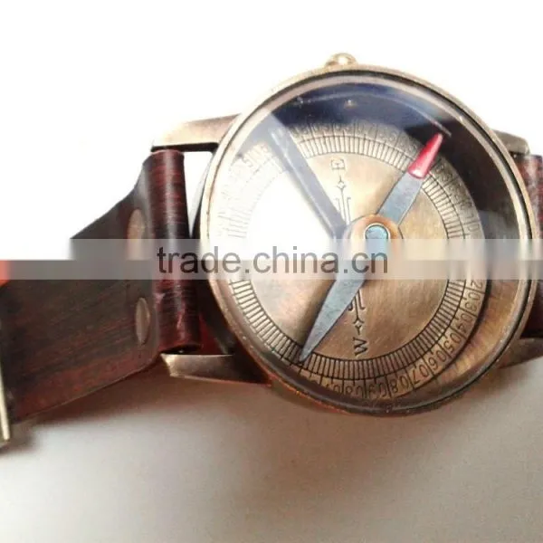 Vintage Brass Wrist Watch Sundial Compass-nautical Fashion Roman Sundial 13237 photo-2