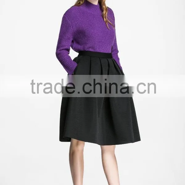 Custom Vintage A-Line Stripe Midi Skirt With Fashion Design photo-3