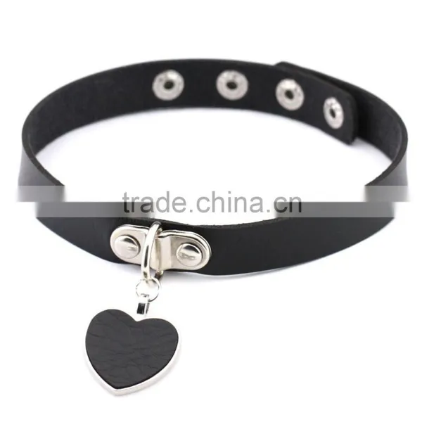 Wholesale Anime Rock Harajuku Punk Gothic Heart Necklace Pendant Leather Necklace Leather Collar Choker Necklace Bracelet photo-4
