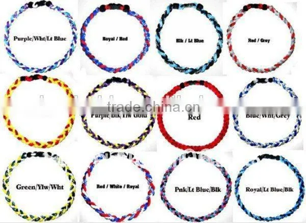 Blue & White 1Set Titanium Baseball Sports Necklace & Bracelet, 3 Ropes photo-6