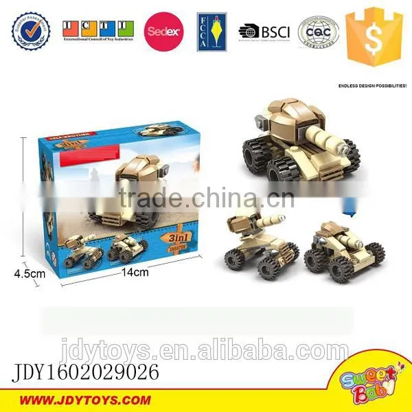 Building Block Platic Tank 3 in 1 Toy Brick Military Toys Changeable 3 Style Tank photo-4