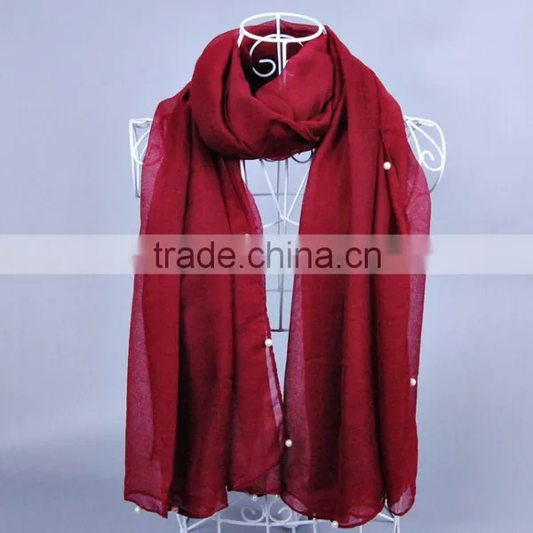 Pearl Fashion 100% Viscose Women Scarf Voile Scarves 180*90 Pashmina Muslim Scarf photo-5