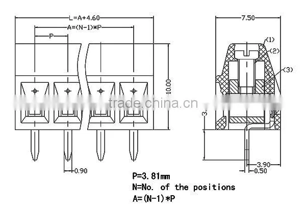 UTL New Products 2016 Plastic Male and Female Screw Terminal Block Brass Contact Terminal 0.14-1.5mm photo-4