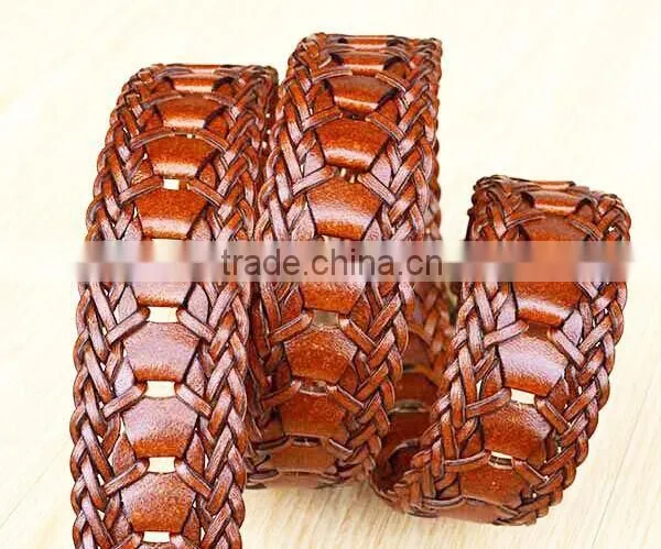 2015 Hot Design Lady Belts Brown Fashion Braided Leather Belt photo-4