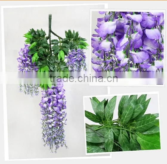 Artificial Wall Hanging Wisteria Flower Vine/Rattan Decoration With Cheap Price photo-2