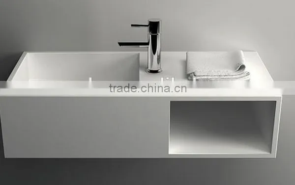Modern Bathrooms Wash Basin for Hotel , Wall Hung Acrylic Solid Surface Wash Basin,Artificial Stone Washing Basin photo-5