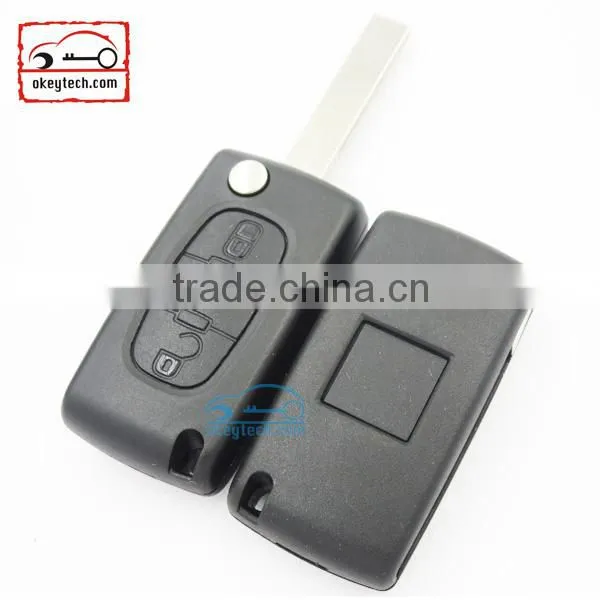 Good Price Peugeot 3 Button Flip Romote Key Shell for 307 Blank With Battery Place Car Key Peugeot 0536 Romote Key Case photo-2