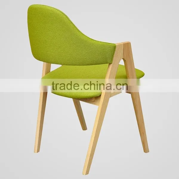 Green Color Fabric Indoor Wood Chair photo-3