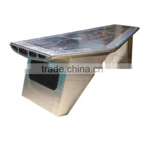 Aluminum Metal Rivets Wing Aviator Desk Vintage Aluminium Desk photo-2
