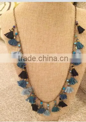 Latest 2015 Kuchi Tribal Beaded Hair Hanging Tribal Tassels Belly Dancing Costume Handmade Decorative Pom Pom Necklaces