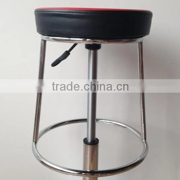 2015 Leather Red Kitchen Bar Chairs With Round Seat and Footrest photo-2